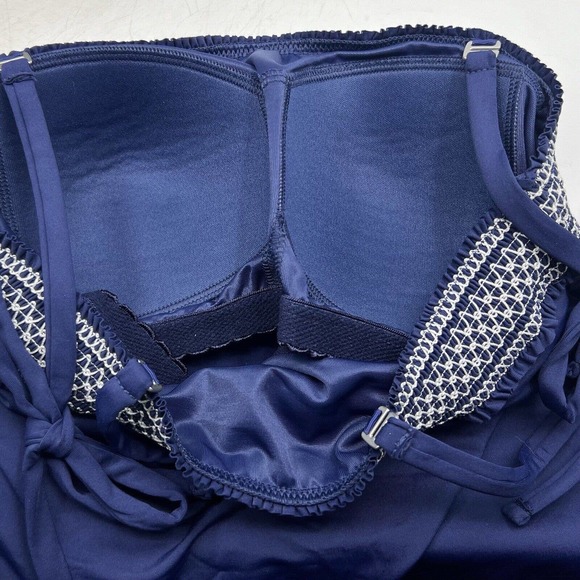 Draper James x Lands End Tankini Swimsuit Top Womens Sz 6 Blue Smocked Tie NEW - Picture 4 of 5